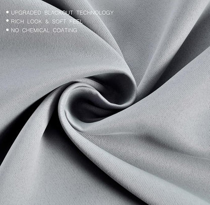 MIUCO 1 Pair Thermal Insulated Grommet 52-Inch-by-95-Inch Blackout Window Curtain Panels with 2 Tie Backs, Silver