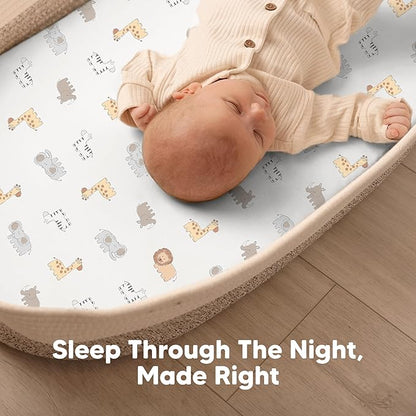 2-Pack Organic Bassinet Sheets for Girls, Boys - 100% Cotton Bassinet Mattress Sheets Compatible with Halo Bassinest Swivel Sleeper, Graco, Baby Delight,Chicco,Unisex Fitted Bassinet Sheets (KeaPixel)