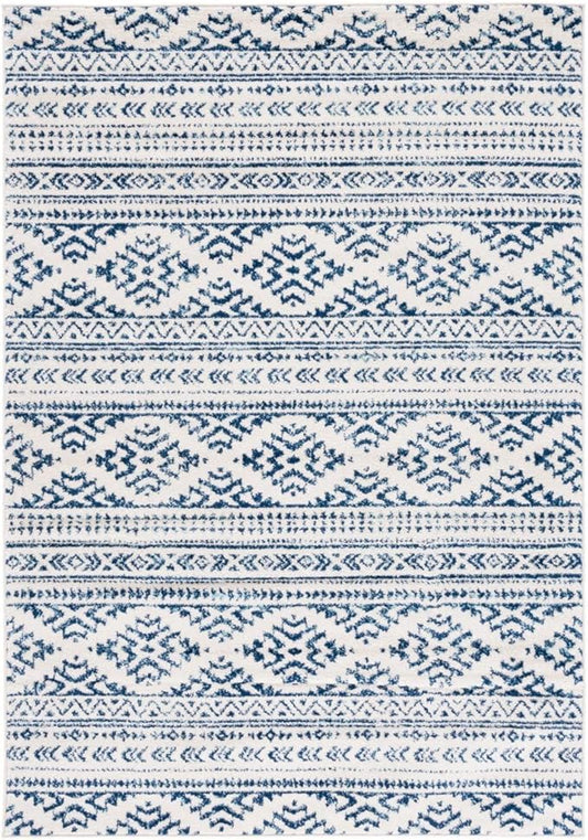 SAFAVIEH Tulum Collection Accent Rug - 2' x 4', Ivory & Navy, Moroccan Boho Tribal Design, Non-Shedding & Easy to Clean, Ideal for Front Door, Kitchen, Entryway, Foyer (TUL272D)