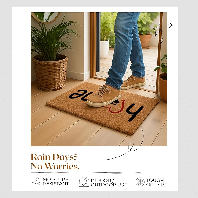 Coir Door Mats 17" X 30", Non-Slip Sturdy, PVC Backed Heavy Duty, Easy to Clean, Ideal for Door Entrance, Patio, Porch, Backyard, Garages, Home with The Love of Paws