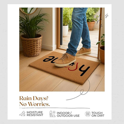 Coir Door Mats 17" X 30", Non-Slip Sturdy, PVC Backed Heavy Duty, Easy to Clean, Ideal for Door Entrance, Patio, Porch, Backyard, Garages, Home with The Love of Paws