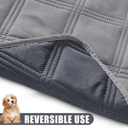 Smiry Waterproof Dog Bed Cover Blanket 40x70, Soft Reversible Pet Blanket, Washable Leakproof Cats Dogs Couch Cover for Sofa, Couch, Furniture, Lattice, Grey/Dark Grey