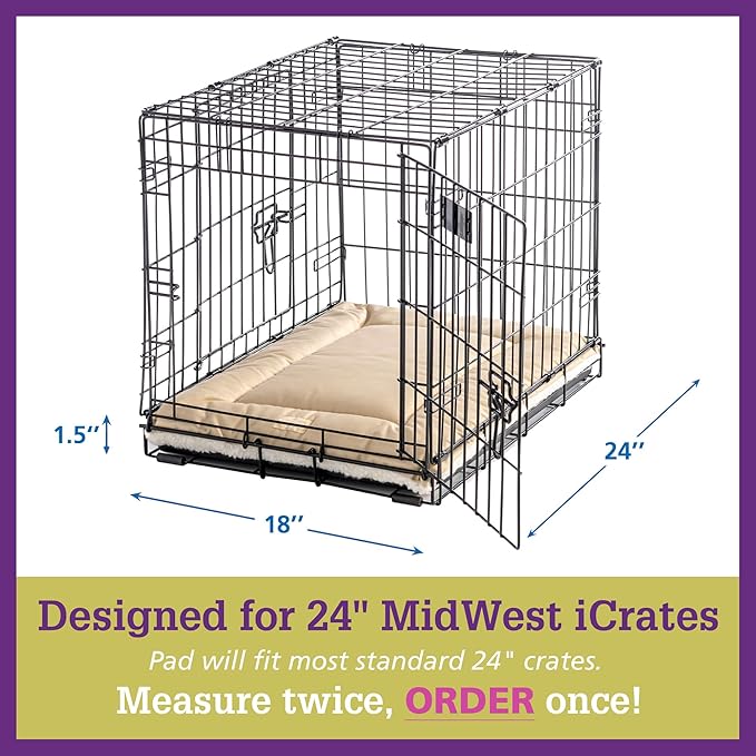 Pet Dreams Dog Crate Pad - Washable Kennel Mat, Crate Pads for Dog Cages, Non-Toxic, Flat Indoor Cat Bed, Fits iCrate 18, 24, 30, 36, 42, 48 Inches (Pink, Small, 24")