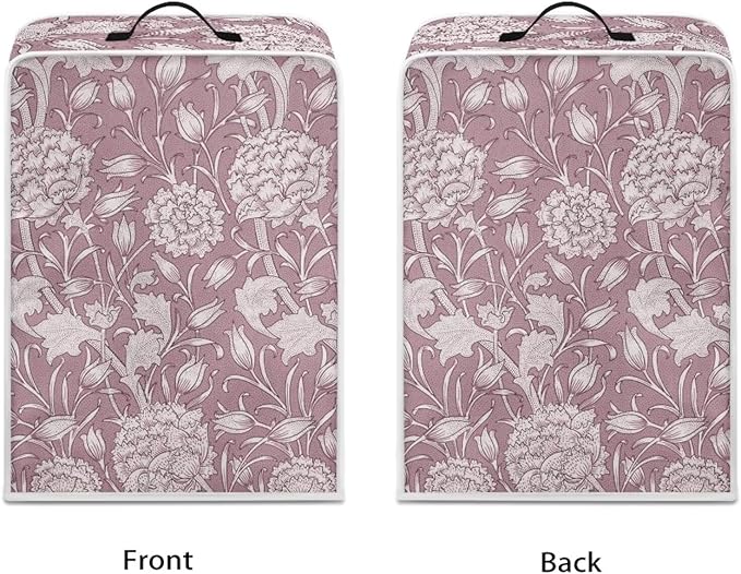 Red William Morris Coffee Maker Cover – Dust Protection Stain Resistant Washable Appliance Cover Kitchen Decoration Gifts For Coffee Lovers