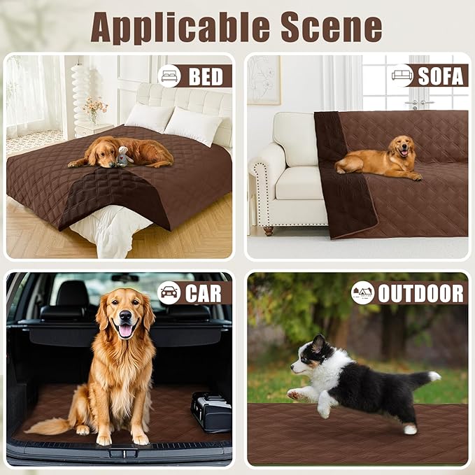 Smiry Waterproof Dog Bed Cover Blanket 30x70, Soft Reversible Pet Blanket, Washable Leakproof Cats Dogs Couch Cover for Sofa, Couch, Furniture, Lattice, Brown/Chocolate