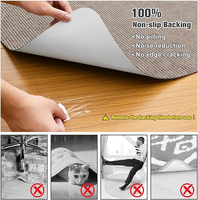 Placoot Desk Chair Mat for Hardwood Floor Corduroy Surface 1/6" Thick 55"x35" Chair Mat for Rolling Chairs-100% Large Anti-Slip Backing Under Desk Low-Pile Office Rug Floor Mat for Office/Home
