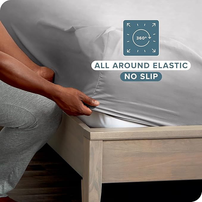 Bare Home 2-Pack Fitted Bottom Sheets King - Premium 1800 Ultra-Soft Wrinkle Resistant Microfiber - Deep Pocket (King, Light Grey)