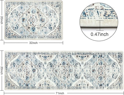 Ileading Anti Fatigue Kitchen Rugs Sets of 2 Cushioned Kitchen Mats for Floor Waterproof Kitchen Mat Set Non Slip Comfort Standing Mat for Kitchen, Office, Sink, Laundry