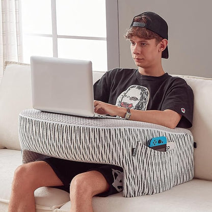 Reading Pillow for Lap, Extra Large Arm Rest Pillow for Adult, Memory Foam Lap Desk Pillow for Reading, Working, Crocheting, Playing Steam Deck Switch or Sitting in Bed Couch(Ash Grey)