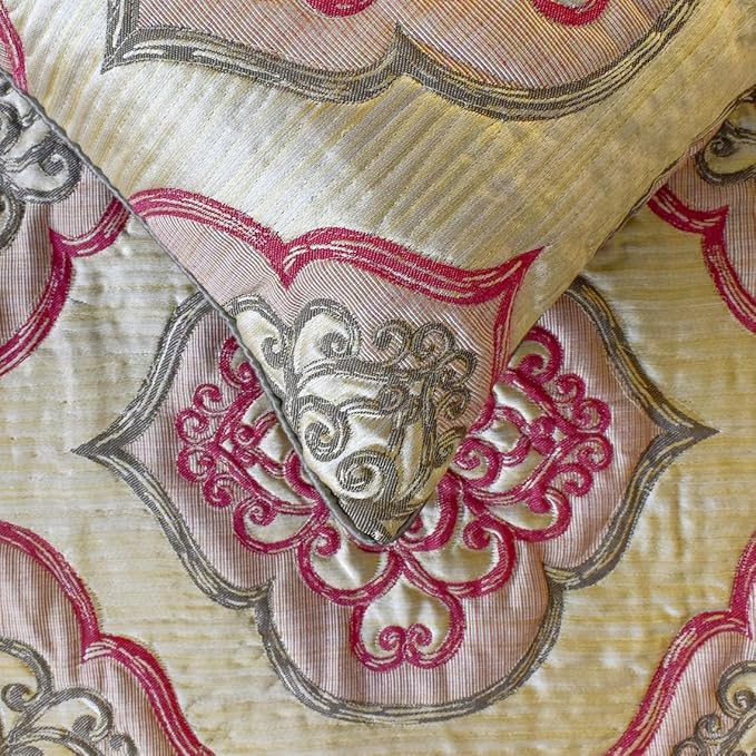The HomeCentric King/Queen/Twin Pink Decorative Full 68"x18" Bed Runner Without Pillow Cover, Quilted & Damask Bed Scarf on Silk Fabric - Emre