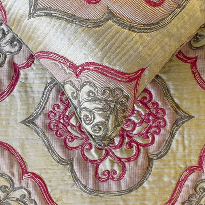 The HomeCentric King/Queen/Twin Pink Designer Twin 53"x18" Bed Runner with 2 Pillow Cover, Quilted & Damask Bed Scarf on Silk Fabric - Emre