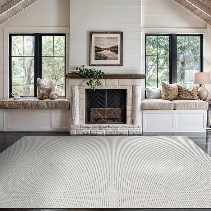 Beverly Rug Micro Loop Area Rug White 8x10 Modern Luxury Soft Trellis Geometric Durable Indoor Area Rugs for Living Dining Room Office Stain Resistant Non Shedding Casual Indoor Carpet White 8 x 10