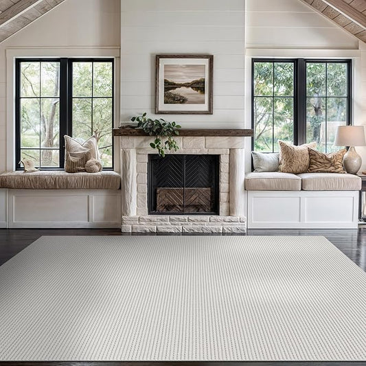 Beverly Rug Micro Loop Area Rug White 6x9 Modern Luxury Soft Trellis Geometric Durable Indoor Area Rugs for Living Dining Room Office Stain Resistant Non Shedding Casual Indoor Carpet White 6 x 9