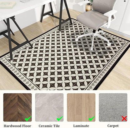 Office Chair Mat for Hardwood Floor, 48"x36" Easy Glide Computer Desk Mat Protector for Rolling Chair Under Desk Rug Nonslip Backing, Machine Wash (Modern)