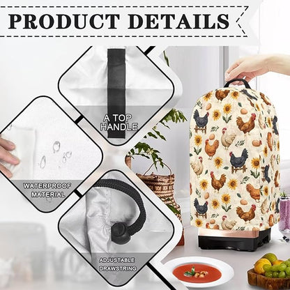 Cute Rooster Blender Dust Cover, Stand Mixer or Coffee Maker Appliance Covers with Drawstring, Anti Fingerprint Dust Stain Resistant Blender Cover for Home Kitchen