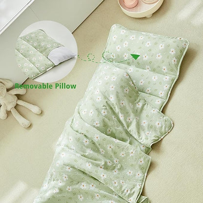 Toddler Nap Mat with Removable Pillow,Ultra Soft Slumber Bags for Girls,Kids Sleeping Bags with Roll Up Design, Perfect for Preschool,Daycare,Kindergarten