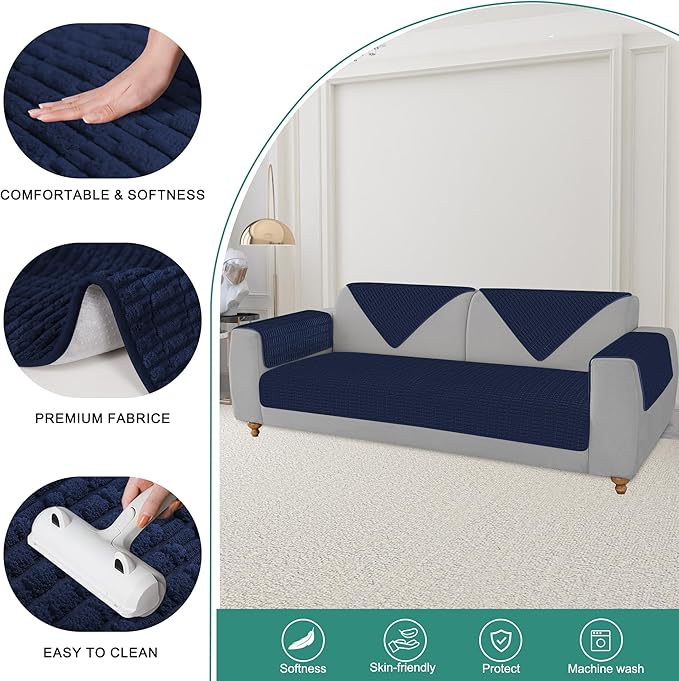 Foxdecor Couch Cover Sofa Covers Washable, Dog Bed Cover Couch Covers for 3 Cushion Couch Sofa Pet Friendly, Dog Couch Cover Furniture Covers for Pets.(Dark Blue 40x50 inch)