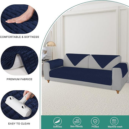 Foxdecor Couch Arm Covers Sofa Armrest Covers, Arm Chair Covers Set of 2, Non-Slip Arm Rest Cover for Sofa, Armchair Slipcovers Couch Protector (Dark Blue 24x28 inch)