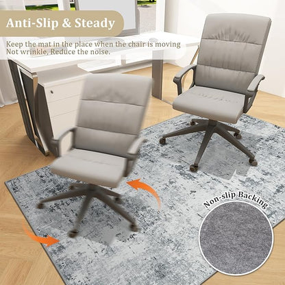 chakme Office Chair Mat for Hardwood Floor, 60"x45" Easy Glide Computer Desk Mat Protector for Rolling Chair Under Desk Rug Nonslip Backing, Machine Wash, (Boho)