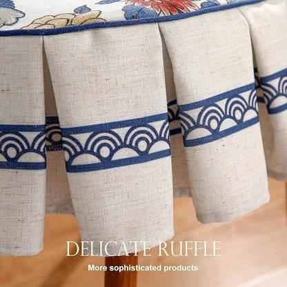 patdrea Pack of 2 Chair Cushions for Dining Chairs with Ruffled, Blue Floral Ivar Seat Cushion with Ties,Non Slip Chair Pads Decor for Bar Stool Cushions, Indoor Kitchen Chairs, 17.7"x17.7"