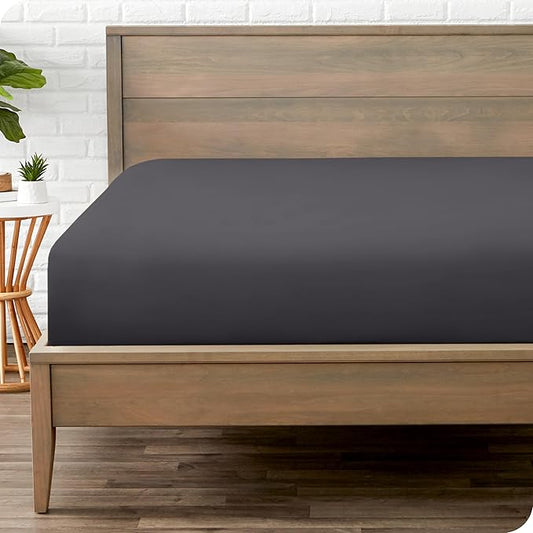 Bare Home Fitted Bottom Sheet Short Queen Size - Premium 1800 Microfiber - Ultra-Soft Hotel Luxury - Deep Pocket - Durable and Long Lasting - Fitted Sheet (Short Queen, Forged Iron Grey)