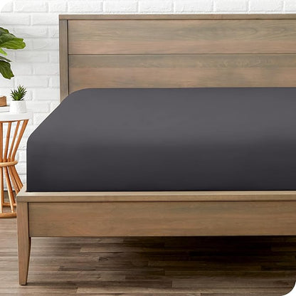 Bare Home Fitted Bottom Sheet Twin XL Size - Premium 1800 Microfiber - Ultra-Soft Hotel Luxury - Deep Pocket - Durable and Long Lasting (Twin XL, Forged Iron Grey)