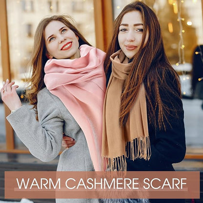 Suhine 8 Pcs Winter Scarves Bulk for Women Lightweight Blanket Scarf with Tassel Edge Pashmina Shawl for Women Men