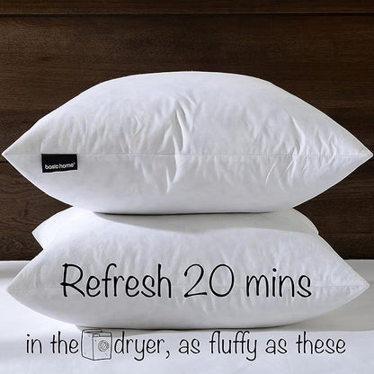 18x18 Decorative Throw Pillow Inserts-Down Feather Pillow Inserts-Square-Cotton Fabric-Set of 2-White.