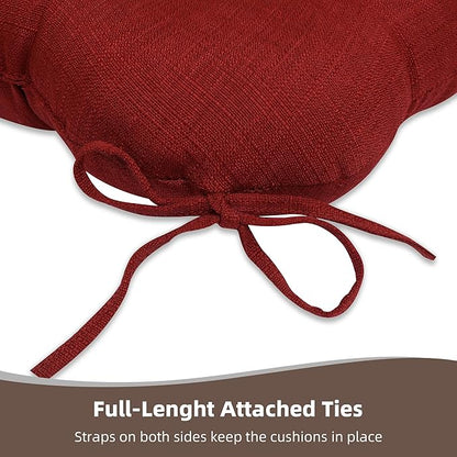 RACE LEAF Patio Chair Cushions 17x17 4 Pack, Thickened Outdoor Seat Cushions Water Resistant Stain Resistant Non-Slip Ties (Red)