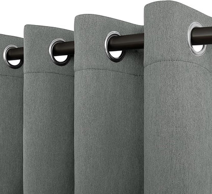 Easy-Going Linen Look Blackout Curtain Grommet Window Curtain Drapes for Bedroom, Living Room Thermal Insulated Room Darkening (2 Panels, 52x108 inch, Grey)