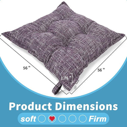 SINSOSSO Large Floor Pillow 22", Thickened Bite-Size Memory Foam Square Non-Slip Cushion for Office Back Support/Indoor Yoga/Chair Seat, Fashionable Color-Blocked Fabric & Washable, Purple, 1 PCS