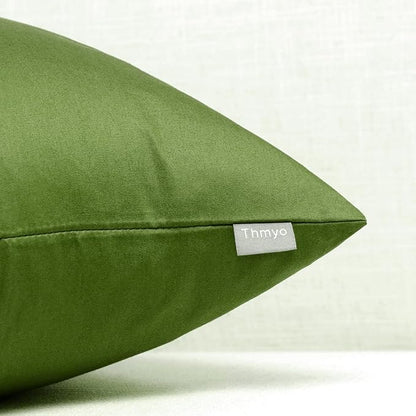 Thmyo 4-Pack 100% Cotton Comfortable Solid Decorative Throw Pillow Case, Square Cushion Cover Pillowcase Sublimation Blank Pillow Covers DIY Throw Pillowcase for Sofa(20x20 inch/ 50x50cm,Olive Green)