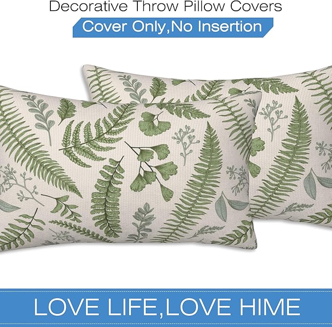 Leaves and Herbs Throw Pillow Cover Case Vintage Floral Botanical Throw Pillows Set of 2 Super Soft Pillow Covers 20x12 Inches Farmhouse Home Decor for Living Room Bedroom Sofa Couch Cushion Cover