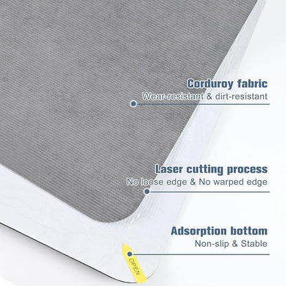 Corduroy Office Chair Mat for Hardwood Floor, 55"x35" Desk Chair Rug for Rolling Chair, Large Anti-Slip Backing Low-Pile Rug Floor Mat for Office/Home Light Grey