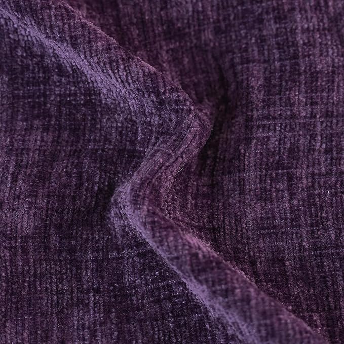 CaliTime Throw Pillow Covers Decorative 22 X 22 Inches Pack of 2 Cozy Solid Dyed Soft Chenille Cushion Cases with Pom Poms for Couch Sofa Bed Living Room Home Plum Purple
