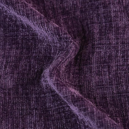 CaliTime Throw Pillow Covers Decorative 22 X 22 Inches Pack of 2 Cozy Solid Dyed Soft Chenille Cushion Cases with Pom Poms for Couch Sofa Bed Living Room Home Plum Purple