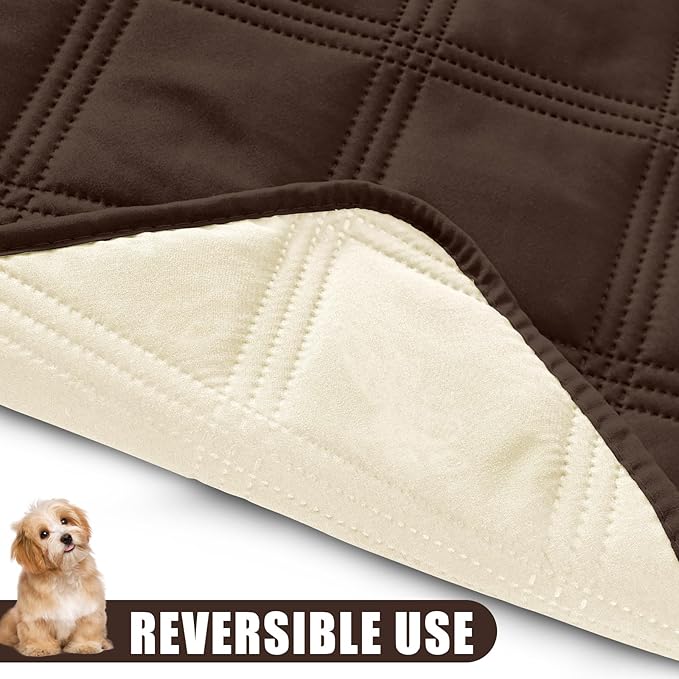 Smiry Waterproof Dog Bed Cover Blanket 30x70, Soft Reversible Pet Blanket, Washable Leakproof Cats Dogs Couch Cover for Sofa, Couch, Furniture, Lattice, Chocolate/Beige