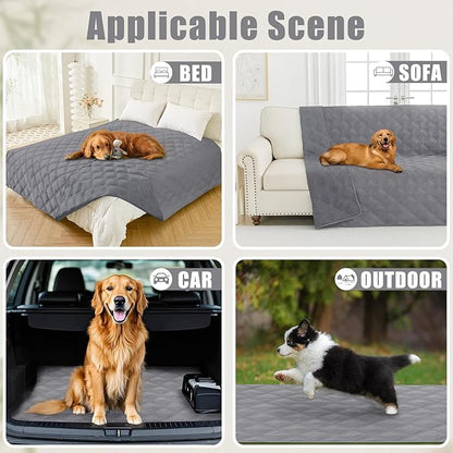 Smiry Waterproof Dog Bed Cover Blanket 40x80, Soft Reversible Pet Blanket, Washable Leakproof Cats Dogs Couch Cover for Sofa, Couch, Furniture, Lattice, Grey/Grey