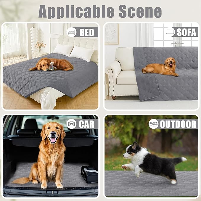 Smiry Waterproof Dog Bed Cover Blanket 40x70, Soft Reversible Pet Blanket, Washable Leakproof Cats Dogs Couch Cover for Sofa, Couch, Furniture, Lattice, Grey/Grey