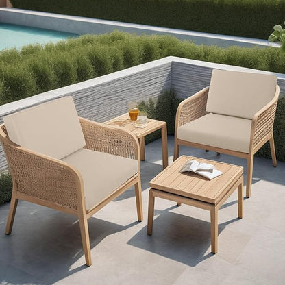 idee-home Outdoor Cushions for Patio Furniture, Outdoor Seat Cushions 28.5 x 28.5 Waterproof & Fade Resistant Couch Sofa Replacement Deep Couch Chair Cushion for Yard Garden Deck, Beige