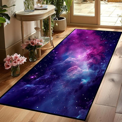 Purple Galaxy Rug Space Rugs Colorful Throw Rug Non-Slip Sun and Cloud Carpet Doormats for Living Room Bedroom Apartment Dorm Floor Mat 79 in x 39 in