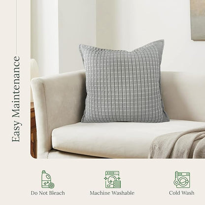 SanVia Serene Premium Cotton Throw Pillow Covers, 20 x 20 Inches, Luxurious Handwoven Couch Pillow Covers with Hidden Zipper, Elegant Home Décor, Insert Not Included