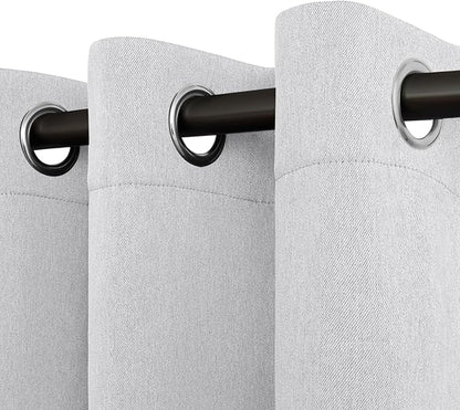 Easy-Going Linen Look Blackout Curtain Grommet Window Curtain Drapes for Bedroom, Living Room Thermal Insulated Room Darkening (2 Panels, 38x45 Inch, Greyish White)