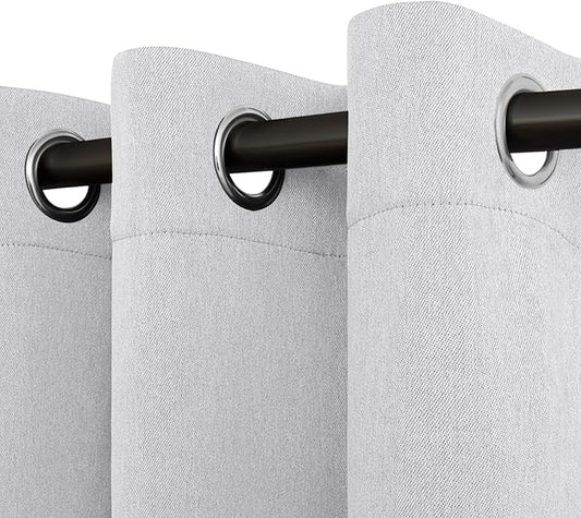 Easy-Going Linen Look Blackout Curtain Grommet Window Curtain Drapes for Bedroom, Living Room Thermal Insulated Room Darkening (2 Panels, 38x45 Inch, Greyish White)