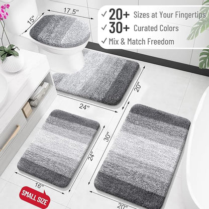 OLANLY Bathroom Rugs Mat 36x24, Extra Soft Absorbent Microfiber Bath Rugs, Rubber Backing, Quick Dry, Machine Washable Bath Mats for Bathroom Floor, Tub and Shower, Home Decor Accessories, Grey