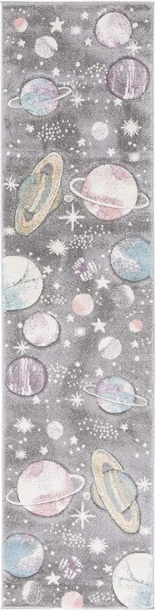 SAFAVIEH Carousel Kids Collection Runner Rug - 2'3" x 6', Grey & Lavender, Non-Shedding & Easy Care, Ideal for High Traffic Areas for Boys & Girls in Playroom, Nursery, Bedroom (CRK103F)