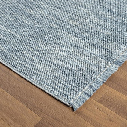LUXE WEAVERS Solid Machine Woven Blue 2x8 Area Rug, Indoor Stain-Resistant Carpet