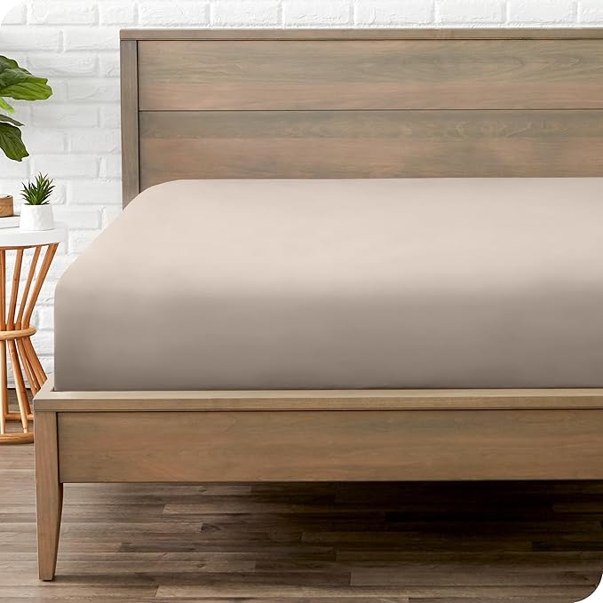 Bare Home Fitted Bottom Sheet Twin Size - Premium 1800 Microfiber - Ultra-Soft Hotel Luxury - Deep Pocket - Durable and Long Lasting (Twin, Pebble)