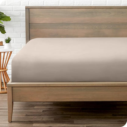 Bare Home Fitted Bottom Sheet Twin Size - Premium 1800 Microfiber - Ultra-Soft Hotel Luxury - Deep Pocket - Durable and Long Lasting (Twin, Pebble)