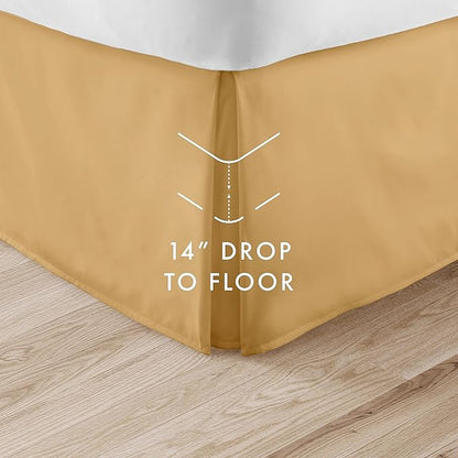 Linen Market Bed Skirt - Ultra Soft Microfiber - Easy Fit with 14 Inch Tailored Drop - Hotel Quality, Shrinkage & Fade Resistant - Bed Cover - King Bed Set - Bedroom Décor - (King, Gold)